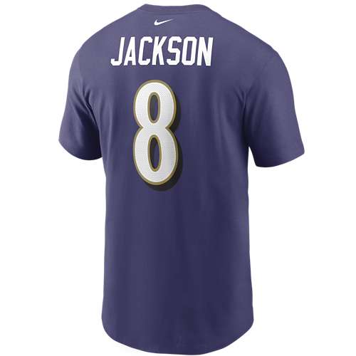 Nike Baltimore Ravens Lamar Jackson #8 Name & Number T-Shirt