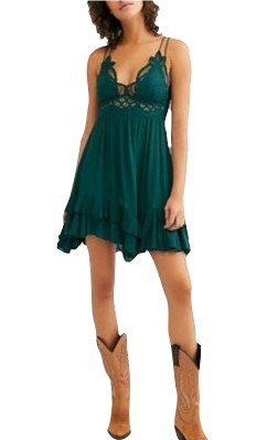 dark green slip dress