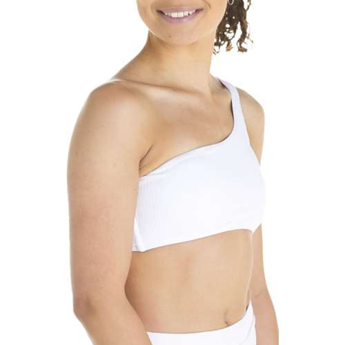 Women's damsel One Shoulder Flat Rib Swim Bikini Top