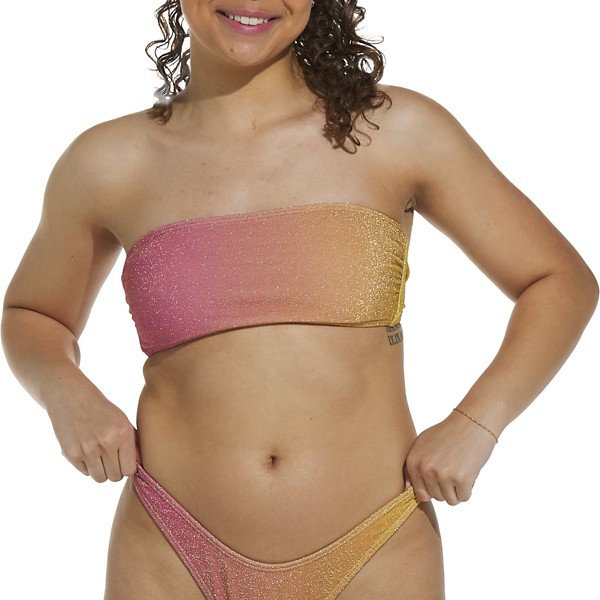 Women's damsel Bandeau Swim Bikini Top Small Gold Ombre