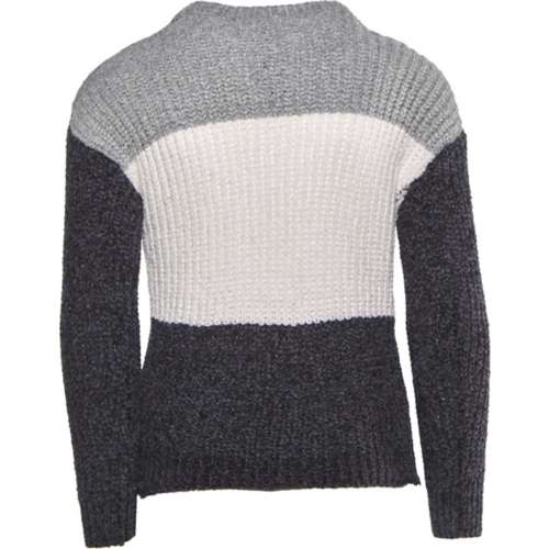 Girls' Poof! Striped Chenille Pullover Sweater