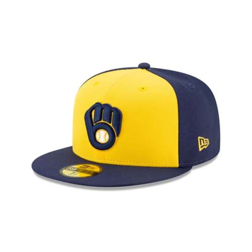 Men's Milwaukee Brewers New Era Gray 59FIFTY Flag Glove Fitted Hat