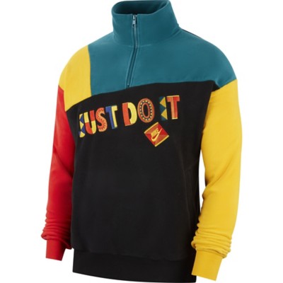 nike blue and orange polar fleece half zip sweatshirt