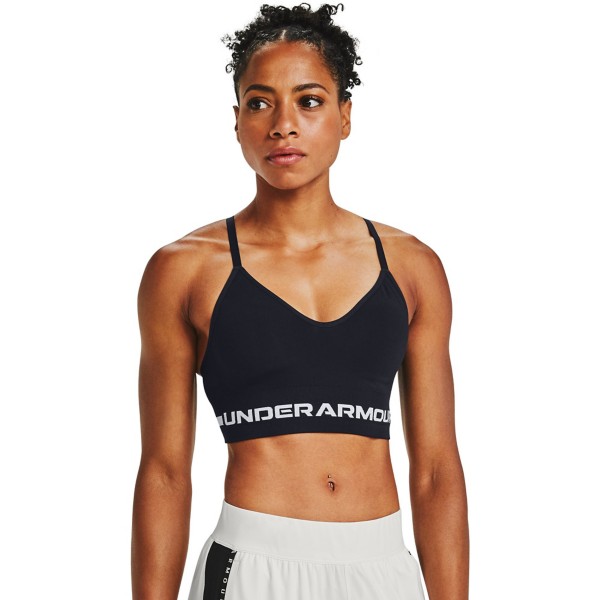 Women's Under Armour Yoga Seamless Low Long Sports Bra XSmall Black/Halo Gray