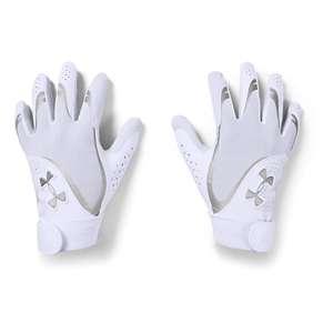 Under Armour Youth Girls Radar Batting Gloves White/Pink Small