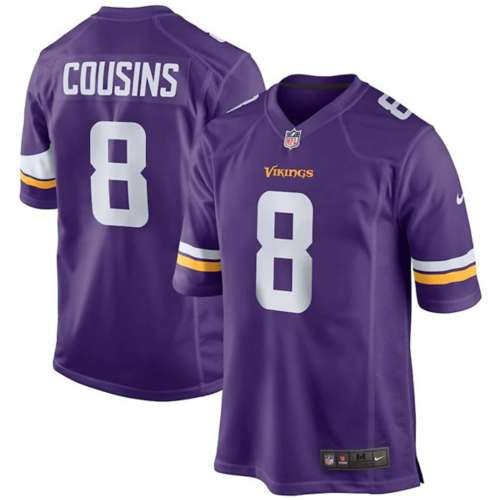 No.8 Cousins Vikings Jersey Season Game Football Jersey T- Shirt Yellow  S-5XL