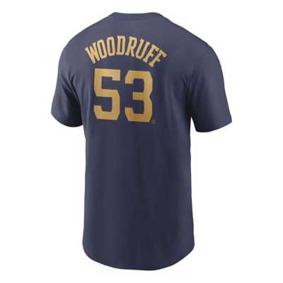 Nike Men's Milwaukee Brewers Brandon Woodruff #53 Cream Cool Base