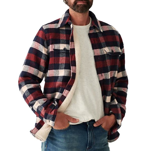 Men's Faherty High Pile Fleece Plaid CPO Shirt Jacket product image