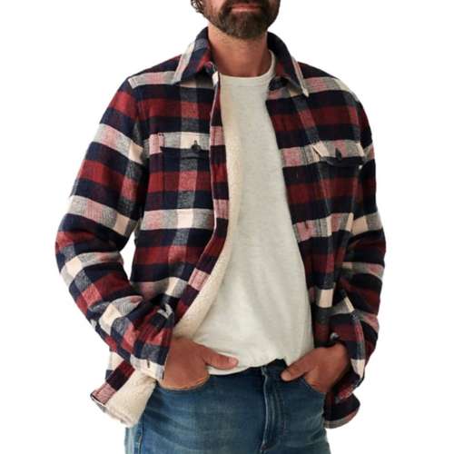 Men's Faherty High Pile Fleece Plaid CPO Shirt Jacket