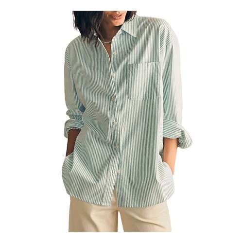 Women's Faherty Stretch Oxford Relaxed Long Sleeve Button Up Shirt