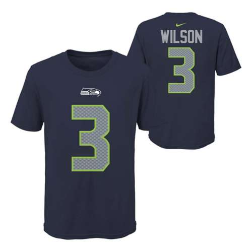 NFL Team Apparel Seattle Seahawks Blue Russell Wilson #3 Jersey Shirt Youth  Sz L