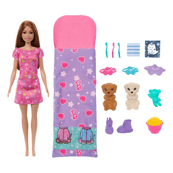 Photos - Doll Barbie  & Puppy Slumber Party Playset With 2 Toy Dog Figures & 10+ Accessories 19473523459 