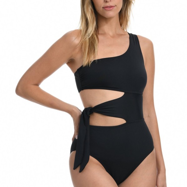 Women’s La Blanca Island Goddess Bandeau Mio One Piece Swimsuit Misses 4 Black