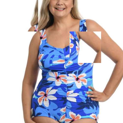 Women's Maxine Plus Size Shirred Front Girl Leg One-Piece Swimsuit