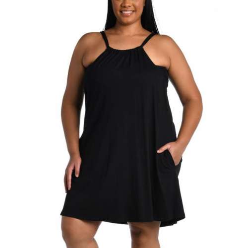 Women's La Blanca Draped Darling High Neck Mini Dress Swim Cover Up