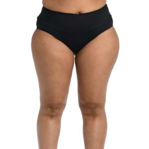 Women's 24th & Ocean Plus Size Solid High Waisted Bottoms Bikini Bottom Swimsuit