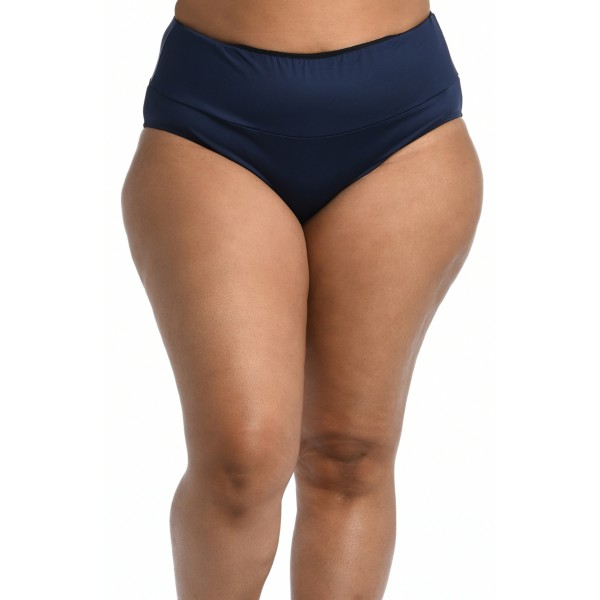 Women's 24th & Ocean Plus Solid High Waisted Bikini Bottom product image
