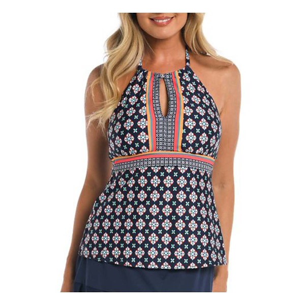Women's 24th & Ocean Alexandria Tile High Neck Key Hole Tankini product image