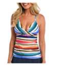 Women's 24th & Ocean Sunset Stripe Molded Front Wrap Swim Tankini