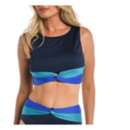 Women's 24th & Ocean Color Block High Neck Swim Bikini Top