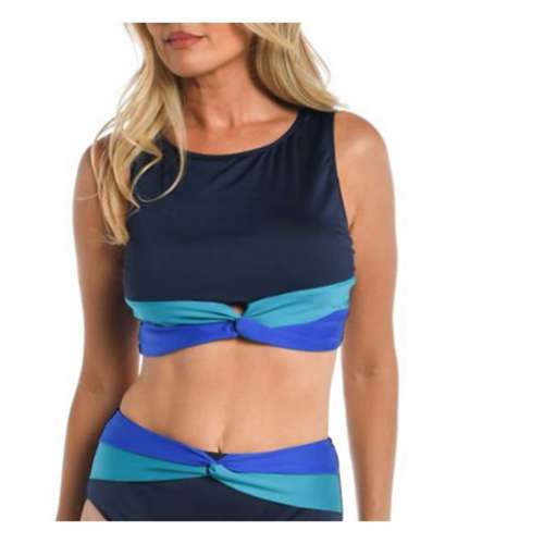 Women's 24th & Ocean Color Block High Neck Swim Tankini