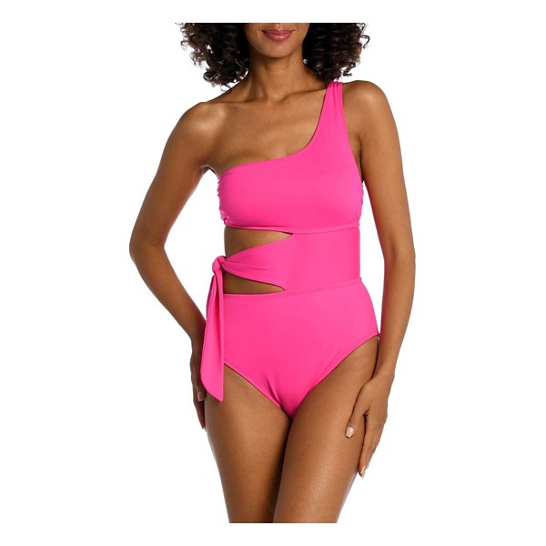 Women’s La Blanca Island Goddess Cutout One Shoulder One Piece Swimsuit 14 Pink