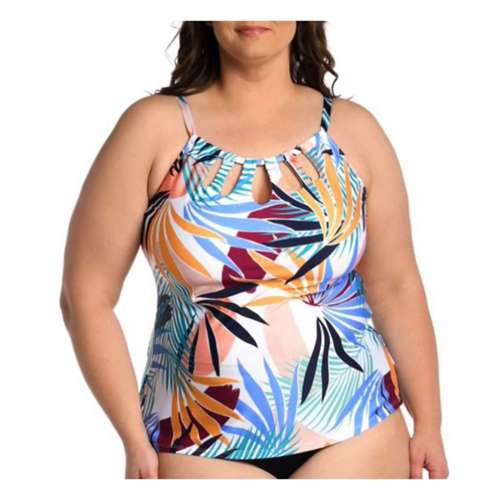 Women's 24th & Ocean Plus Size To The Tropics Cutout High Neck Swim Tankini