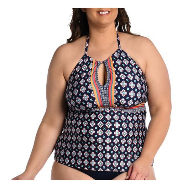 Women's 24th & Ocean Plus Alexandria Tile High Neck Tankini product image