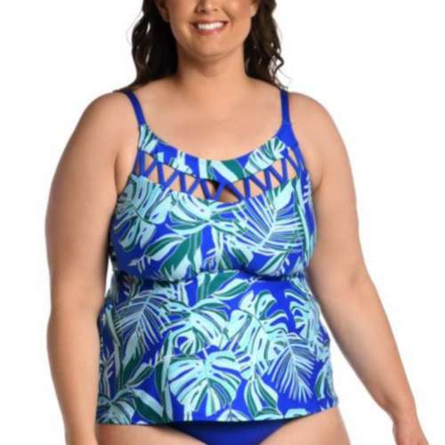 Women's 24th & Ocean Plus Size Cutout High Neck Swim Tankini