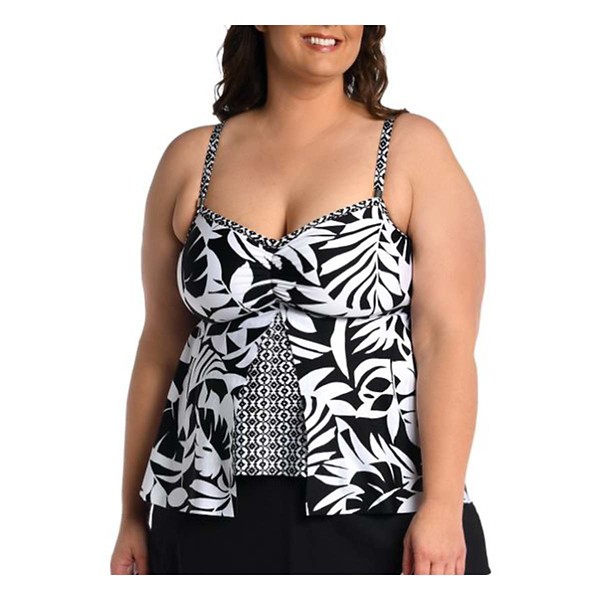 Women's 24th & Ocean Plus Antigua Leaf Fly Away Tankini product image