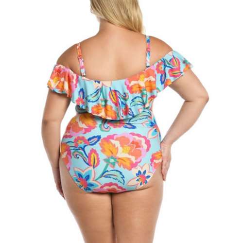 Women's La Blanca Plus Size Off Shoulder Ruffle One Piece Swimsuit