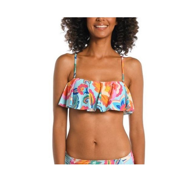 Women's La Blanca Ruffle Bandeau Swim Bikini Top Contemporary 16 Breezy Beauty