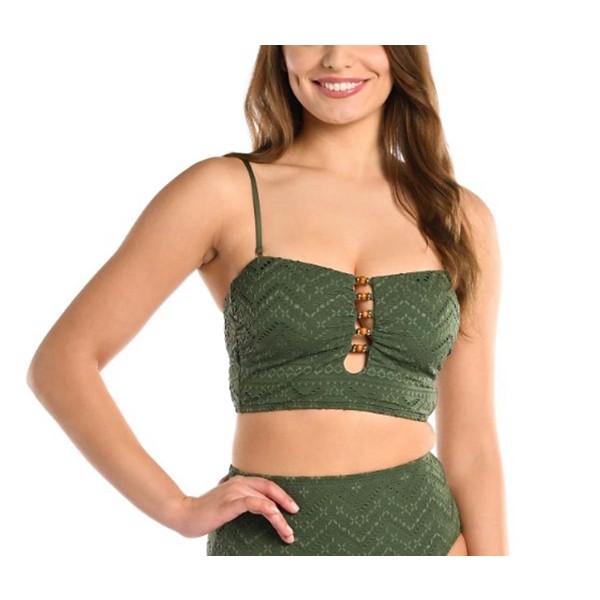 Women's La Blanca Bandeau Midkini Swim Bikini Top Contemporary 16 Olive