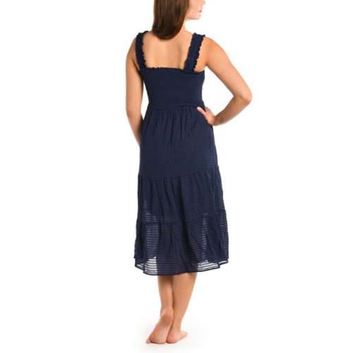 Women's La Blanca Shadow Stripe Tiered Midi Dress Swim Cover Up