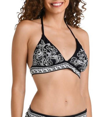 Women's La Blanca Shadow Floral Banded Halter Triangle Swim Bikini Top