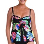 Women's 24th & Ocean Tropiflage Flyaway Underwire Swim Tankini - Thumbnail 1 of 2