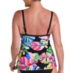 Women's 24th & Ocean Tropiflage Flyaway Underwire Swim Tankini - Thumbnail 2 of 2