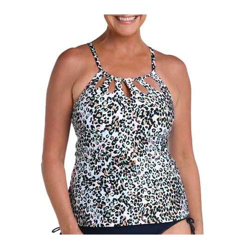 Women's 24th & Ocean Desert Spot Cutout High Neck Swim Tankini