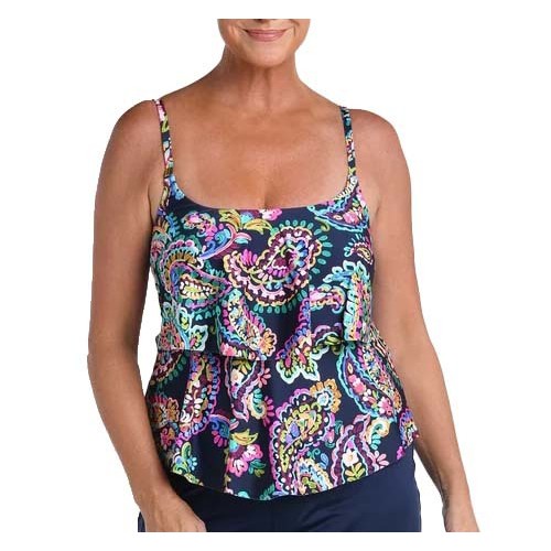 Women's 24th & Ocean Paisley Tiered Swim Tankini - Primary Image