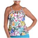 Women's 24th & Ocean Sketched Flora Cutout High Neck Swim Tankini