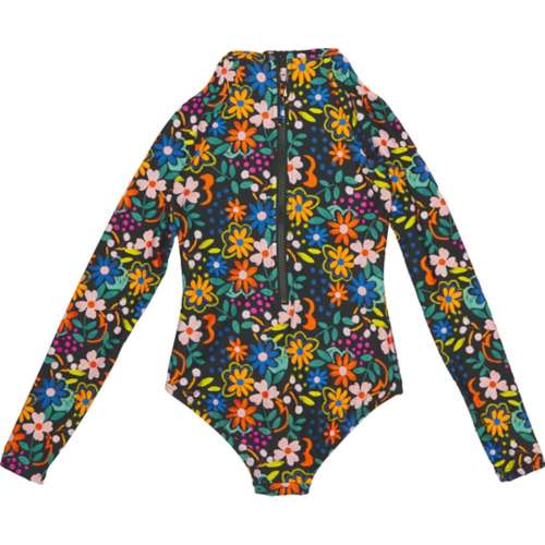 Girls' Hobie Island Flower Long Sleeve One Piece Swimsuit