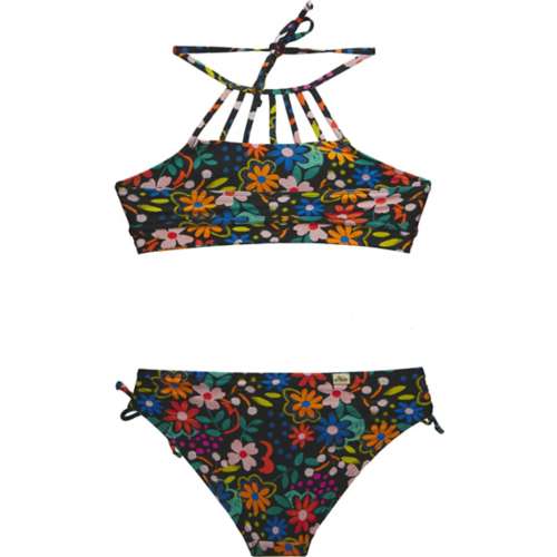 Girls' Hobie High Neck Flower Swim Bikini Set