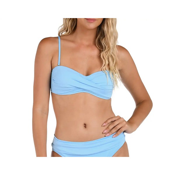 Women's La Blanca Island Goddess Twist Bandeau Swim Bikini Top Contemporary 16 Crystal Blue