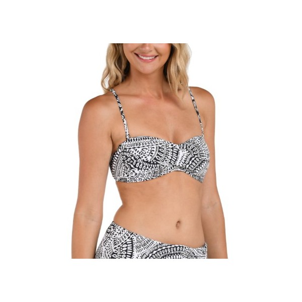 Women's La Blanca Island Goddess Twist Bandeau Swim Bikini Top Contemporary 8 Dream Catcher Ivory