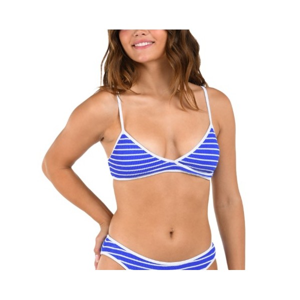 Women's Citrus Bralette Swim Bikini Top Contemporary Small Ocean Stripe