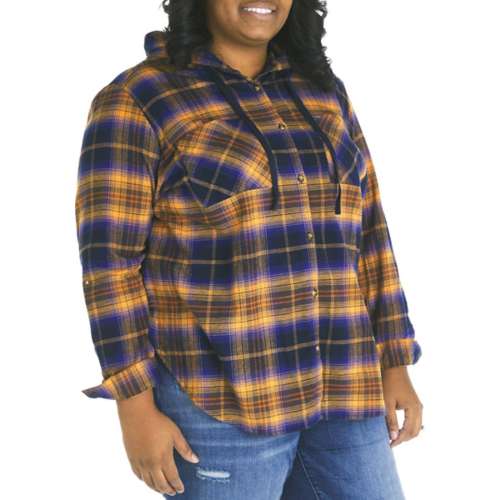 Women's Charcoal Florida Gulf Coast Eagles Brewer Flannel Button-Down Long  Sleeve Shirt