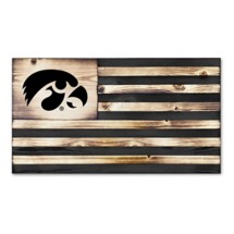 Timeless Etchings Iowa Hawkeyes 24x12 Wooden Flag Sign
