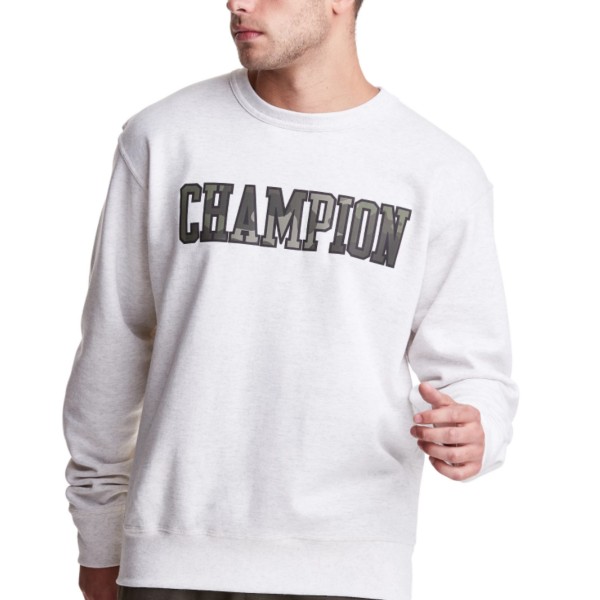 Men's Champion Powerblend Fleece Camo Block Applique Logo Crewneck Sweatshirt product image