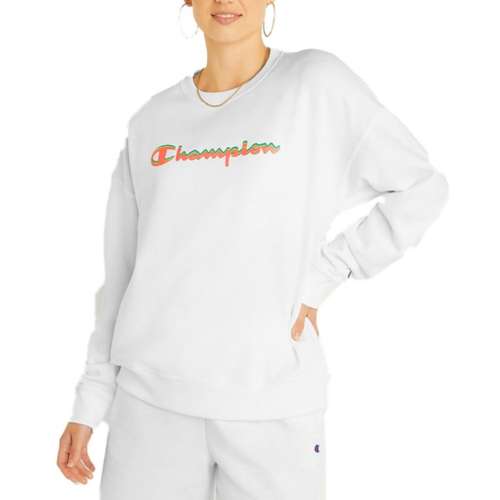 Women's Champion Powerblend Relaxed Double Shadow Script Graphic Crew