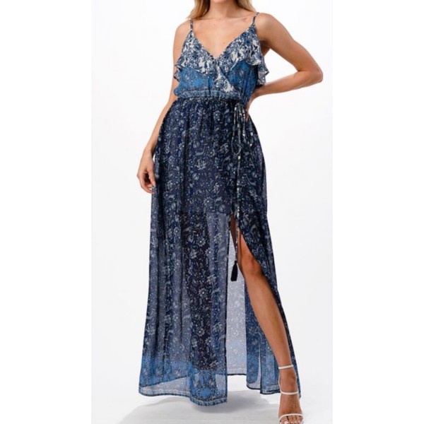 Women's Miss Me Ruffle Slit Maxi Dress product image